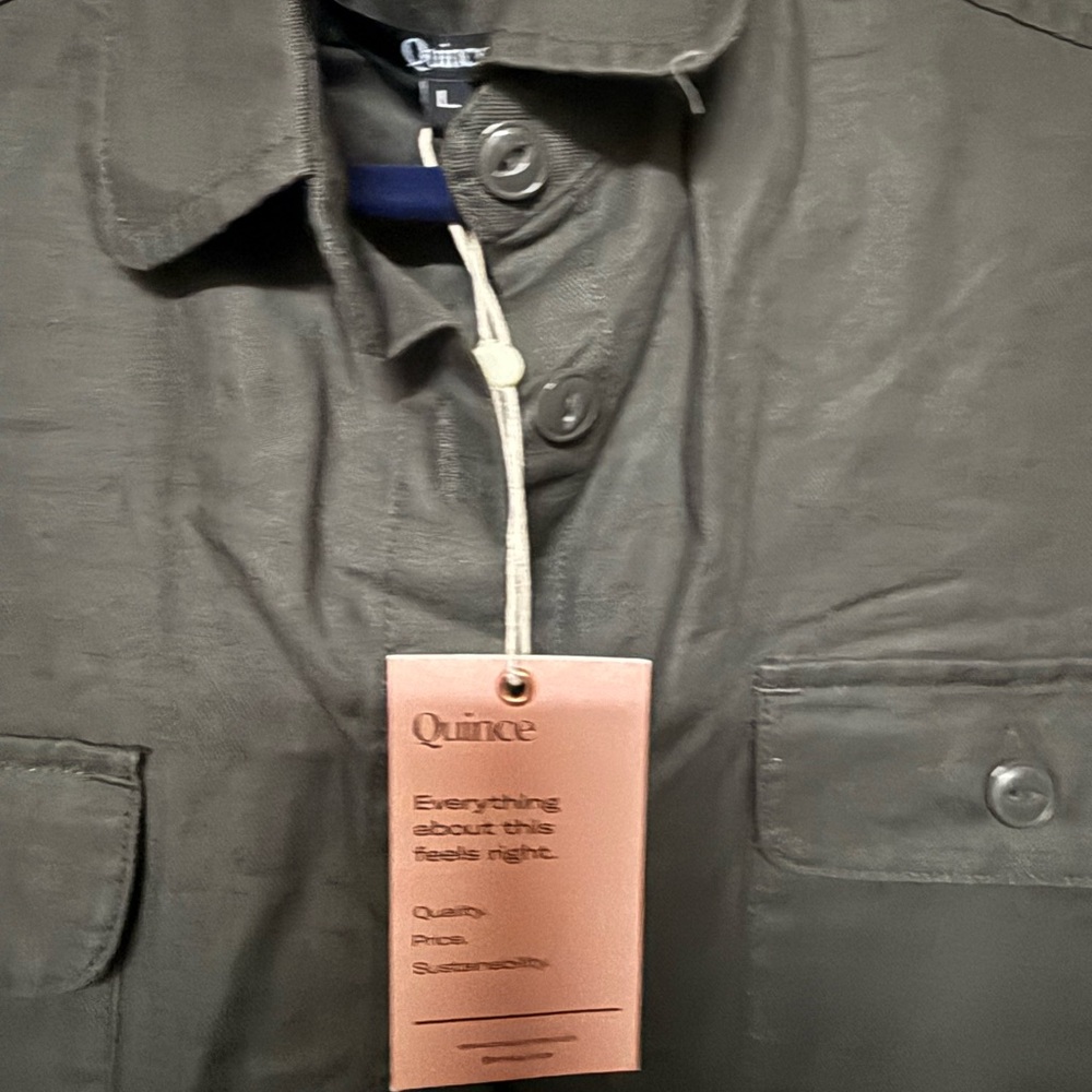 NWT Quince Organic Cotton Linen Short Sleeve Coverall Jumpsuit size L - Picture 3 of 3
